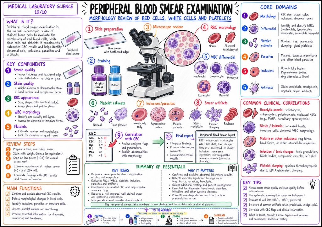 Peripheral Blood Smear Examination: Morphology Review of Blood Cells