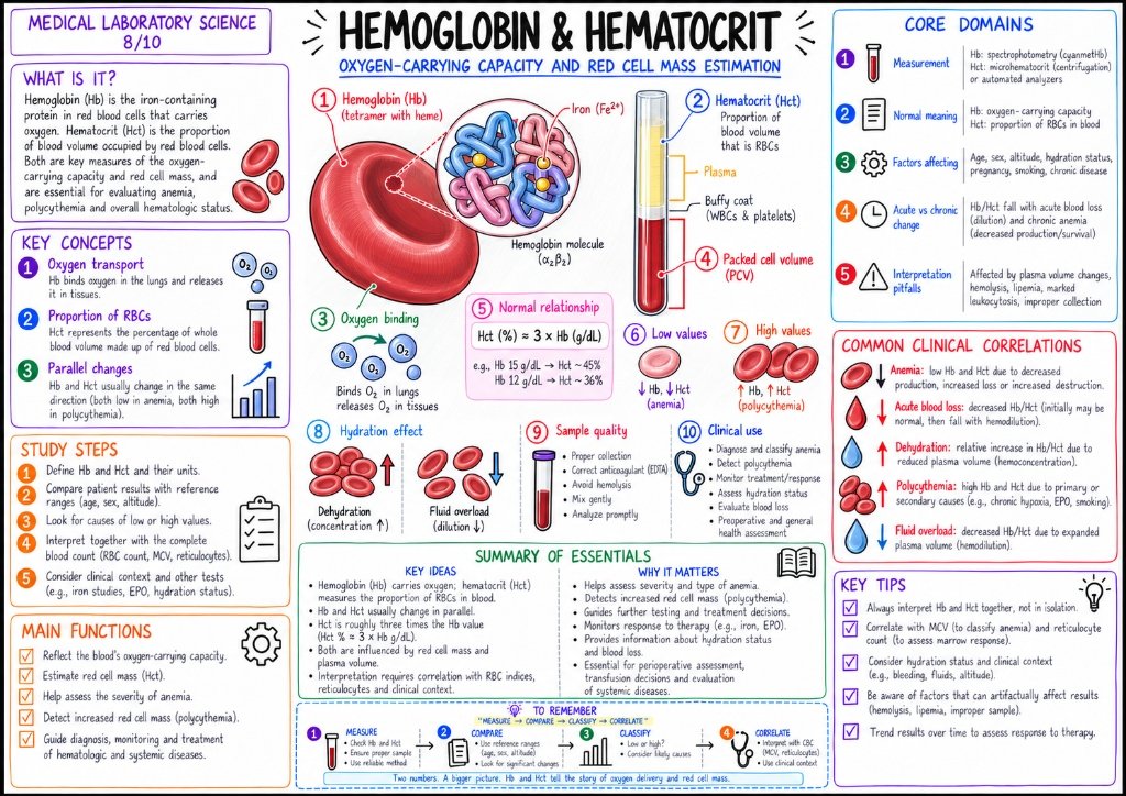 Hemoglobin & Hematocrit: Oxygen-Carrying Capacity and Red Cell Mass