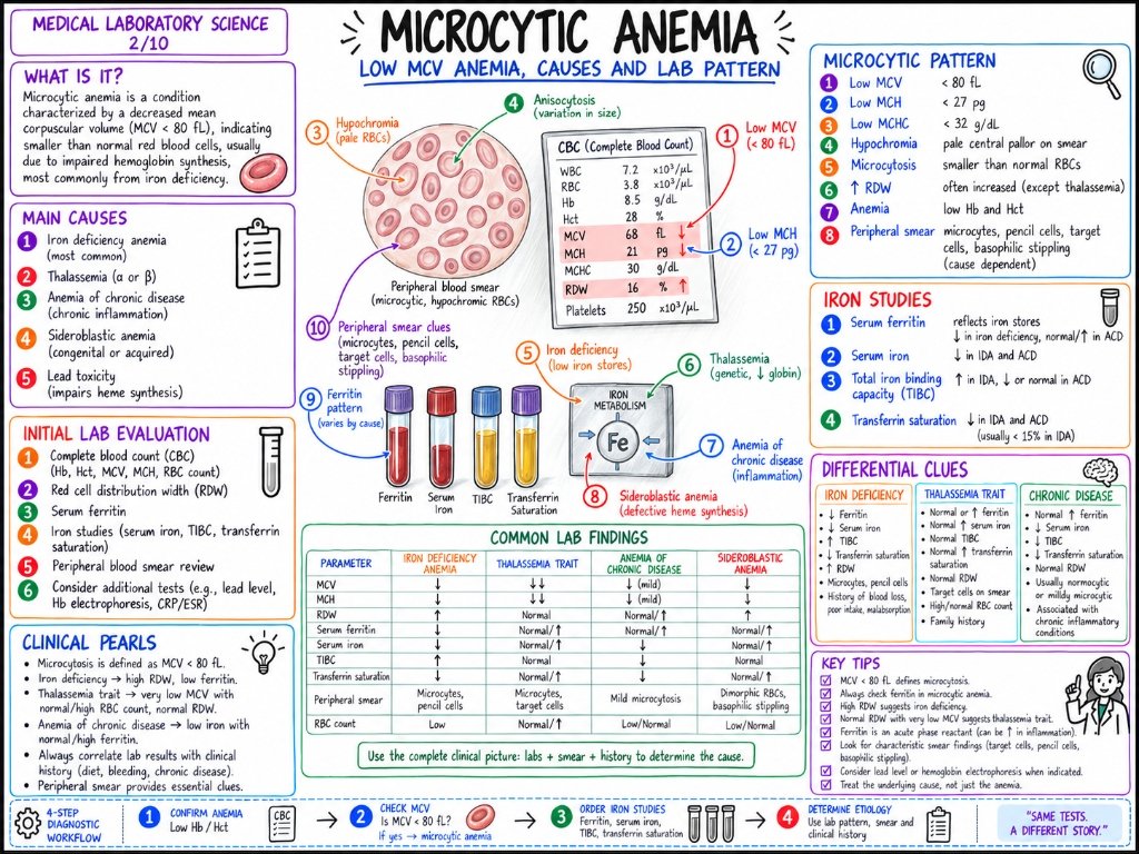 Microcytic Anemia: Low MCV Anemia, Causes and Lab Pattern