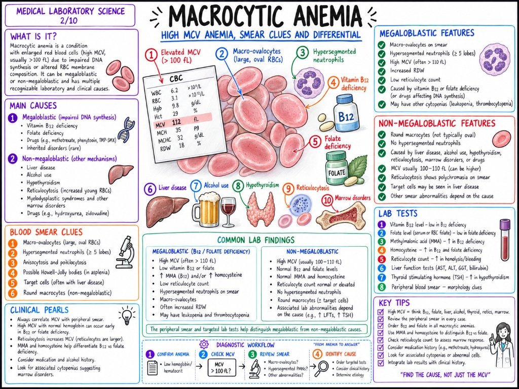 Macrocytic Anemia: High MCV Anemia, Smear Clues and Differential